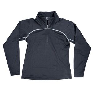 SALOMON Quarter Zip Running Pullover Black Lightweight Athletic Top Medium